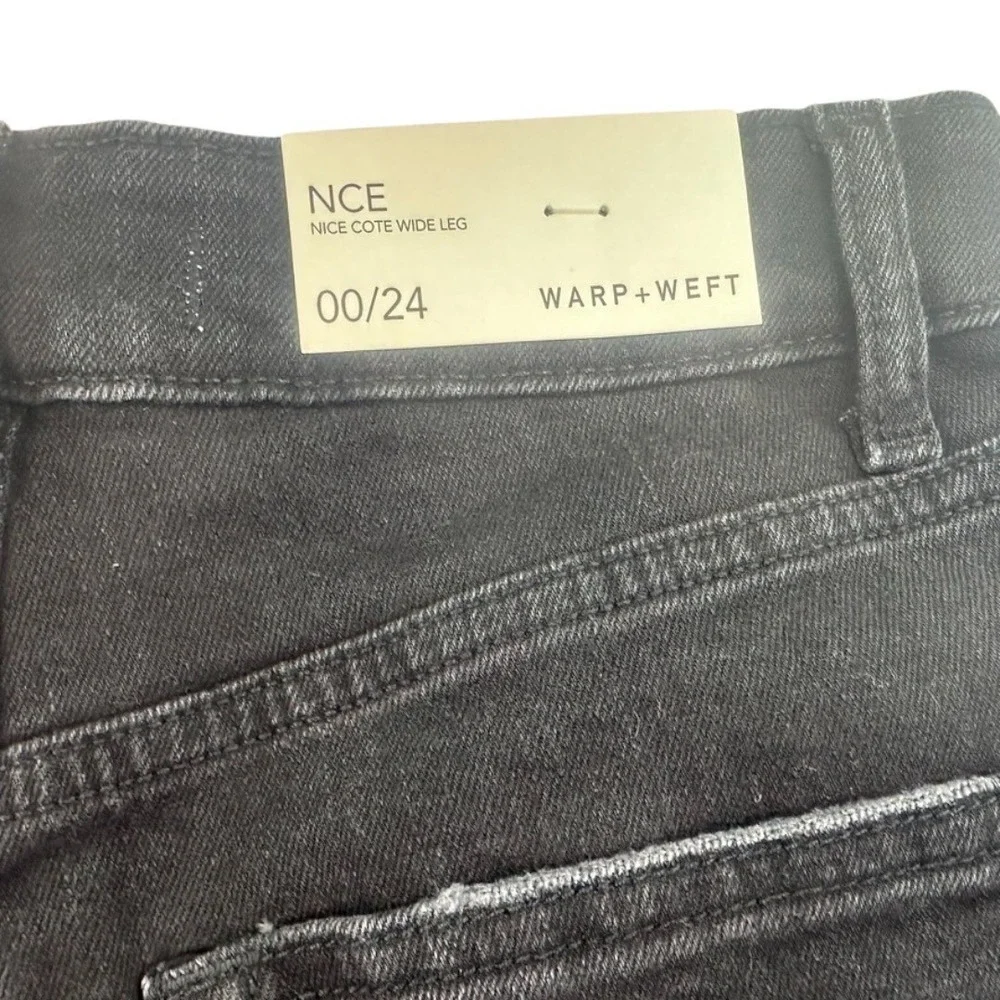Warp + Weft NCE Nice Cote Wide Leg Black Jeans Size 24 NWT - Picture 8 of 16